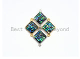 100% Natural Abalone Shell  Connector Diamond Shape with Gold/Silver Plated Edging, Abalone Shell Charm 14x18mm,SKU#Z288