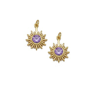 Purple CZ Gold North Star Sunflower Charm, Sku#LK763