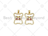 Colorful CZ Micro Pave Teddy Bear Shape Pendant, 18k Gold Filled Teddy Bear Charm, Necklace Bracelet Charm Pendant, 26x20mm, Sku#LK433