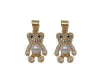 CZ Pearl Teddy Bear Charm, Sku#ZX67