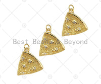 Gold Filled CZ Micro Pave Triangle Pizza Shape Pendant, 18K Gold Filled Pizza Charm, Necklace Bracelet Charm Pendant,19x20mm,Sku#Y463