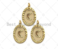 White Enamel Cresent Moon On Oval Pendant,sku#Z1236