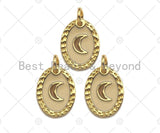 White Enamel Cresent Moon On Oval Pendant,sku#Z1236