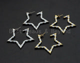 Enamel CZ Five Point Star Shape Stud Earring, Sku#J136