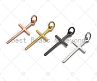 Gold/Silver/Rose Gold/Black Color Cross Charm Pendant, Cross Shaped Charm, 11x24mm, su#Y280