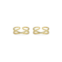 Gold Criss Cross Adjustable Ring, Sku#LX289