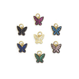 Colorful CZ Gold Butterfly Charm, Sku#LD418