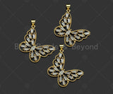 Gold Filled Baguette CZ Micro Pave Butterfly Shape Pendant, 18K Gold Filled Butterfly Charm, Necklace Bracelet Pendant,29x25mm,Sku#LD96