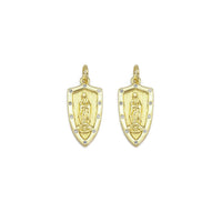 Clear CZ Gold Virgin Mary On Shield Charm, Sku#LX367