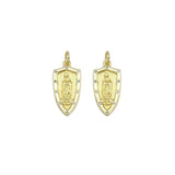 Clear CZ Gold Virgin Mary On Shield Charm, Sku#LX367