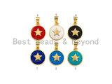 Gold Five Point Star On Colorful Enamel Round Coin Pendant, 18K Gold Filled Enamel Charm, Necklace Bracelet Pendant Charm,13x16mm,Sku#F1039