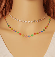 Gold Dainty Enamel Flower Chain by Yard/Necklace,sku#LS12