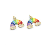 Colorful Enamel CZ Gold Rainbow Charm, Sku#LX234