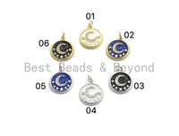 NEW DESIGN Pave CZ Enamel Moon Star Charms Pendant, Enamel Pendant,Enamel Round Pendant, Oil Drop jewelry Findings, 16x18mm,sku#Z252