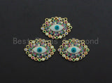 Enamel Colorful Evil Eye Rainbow CZ Pendant,CZ Micro Pave Oil Drop pendant,Enamel CZ pave Jewelry, 21x29mm, sku#F1072