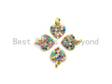 CZ Colorful Micro Pave Heart Pendant, Heart Shaped Pave Pendant, Gold plated, 9x10mm, Sku#F720