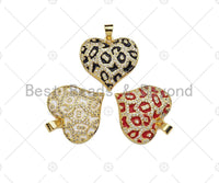 Red Black White Enamel Heart Shape Pendant with Gold Finish, Enamel Heart, Colorful Enamel Heart, 23x22mm, Sku#LK163