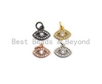 Clear CZ Micro Pave Oval Evil Eye Shape Pendant,Cubic Zirconia Oval Charm,Gold/Silver/Rose Gold/Black Tone,11x9mm,sku#Z470