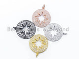 CZ Micro Pave Hollow Star Pendant/Charm, Cubic Zirconia Pendant Charm,24x31mm,1pc/2pcs, sku#F124