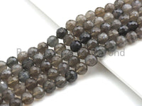 Top Quality Natural Black Moonstone Faceted Beads, 6mm/8mm/10mm/12mm Round Faceted Black Moonstone Beads,15.5" Full Strand, sku#UA64
