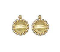 Gold Pearl Round Mirror Coin Charm, Sku#B221