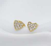 CZ Tiny Heart Stud Earrings, Sku#FH200