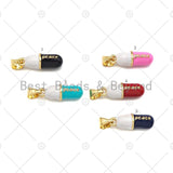 Enamel Colorful Pill Shape Pendant Charm,Peace Word Pink Turquoise Black Cobalt Red Enamel Jewelry,6x17mm,Sku#LK281