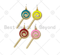 Enamel Colorful Lollipop Shape Pendant,18K Gold Filled CZ Micro Pave Lollipop Charm,Enamel Pendant,Enamel Jewelry,13x30mm,sku#L588