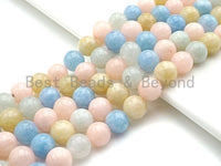 High Quality Natural Morganite Aquamarine Beads, 8mm/10mm/12mm Round Smooth Aquamarine, 15.5" Full Strand, Sku#U800