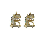 Gold CZ Cute Crocodile Charm, Sku#LK662