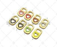 18K Gold Enamel Soda Pop Tab Charm, Heart Soda Pull-tab Charm,Enamel Jewelry Making Craft Supplies,11x17mm, Sku#LD25