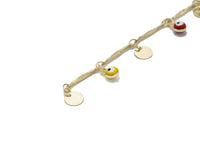 Dainty Round Evil Eye Disc Chain By Yard/Necklace Choker, sku#LS23