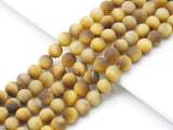 Matt Golden Tiger Eye Round Smooth Beads, Sku#UA277