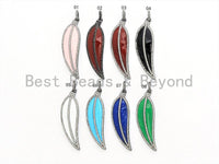 NEW Enamel Colorful Leaf Pendant,CZ Micro Pave Oil Drop Leaf pendant,Enamel pendant,Enamel Jewelry,14x48mm,sku#F619