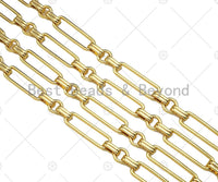 Paper Clip Chain by Yard, 18K Gold Filled Paper Clip Rectang