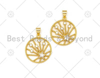 CZ Micro Pave North Star Coin Pendant Charm, sku#LK383