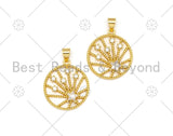 CZ Micro Pave North Star Coin Pendant Charm, sku#LK383