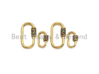 Colorful CZ Micro Pave Oval Shape Clasp, Gold Plated U Shape Clasp, Pave Lock, Carabiner clasp, 17x29mm/12x19mm, sku#K83