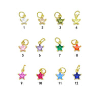 Colorful CZ Celestial Star Charm, Mini Star Charm, Sku#LX525