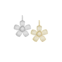 Gold Silver CZ Flower Charm, Sku#ML73/F489