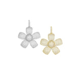 Gold Silver CZ Flower Charm, Sku#ML73/F489