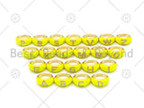 CZ  Yellow Enamel Alphabet Adjustable Ring, Sku#O73