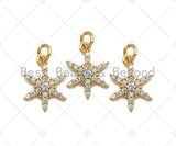 CZ Micro Pave Snowflake Charm/Pendant, Snowflake Shape Charm, Pave Pendant, Gold plated charm,12x16mm, Sku#LK111