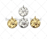 Pave Multi Stars Hammered Coin Pendant/Charm, Sku#L403