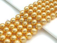 Quality Gold Mother of Pearl beads, 8mm/10mm/12mm Pearl Faceted Round beads, Golden Loose Faceted Pearl Shell Beads, 15.5inch strand, T153