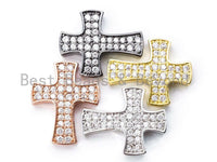 CZ Micro Pave Cross Link Connector, Cubic Zirconia Spacer Beads, 23x19mm, sku# E129