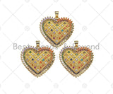 Gold Filled Colorful CZ Micro Pave Heart Shape Pendant, 18K Gold Filled Heart Charm, Necklace Bracelet Charm Pendant,30x28mm,Sku#LK320