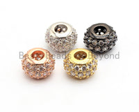 CZ Micro Pave Large Hole Rondelle Beads, Cubic Zirconia Pave Beads, 6mm/8mm/10mm Shamballa Ball beads, CZ Space Beads,sku#G412