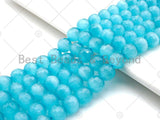 Special Cut Cat's Eye Blue Round Faceted Beads, 6mm/8mm/10mm/12mm Round Faceted, 15.5'' Full Strand, Sku#UA194