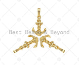 Boat Anchor Shape Pendant/Charm, 18K Gold Charm, Necklace Bracelet Charm Pendant,11x17mm,Sku#FH167